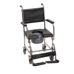 Commode Chair - Padded Seat Stainless Steel