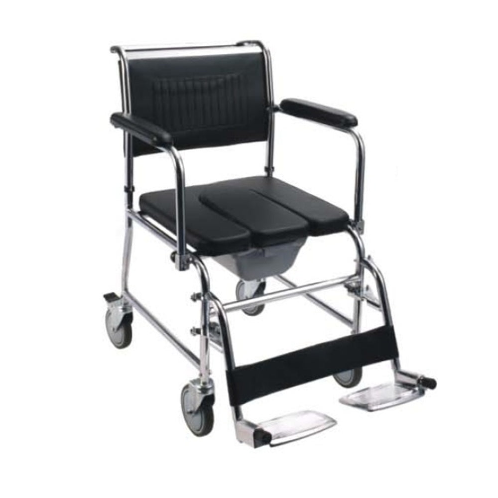 Commode Chair - Padded Seat Chrome