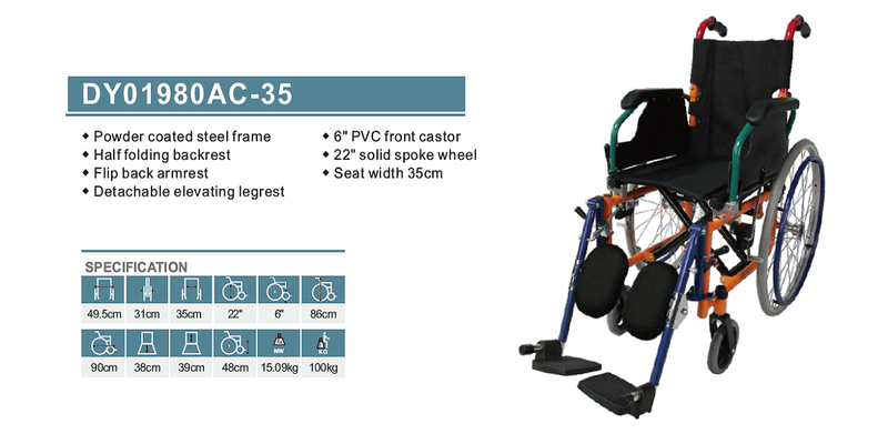 Wheelchair - 35 cm seat width Pediatric