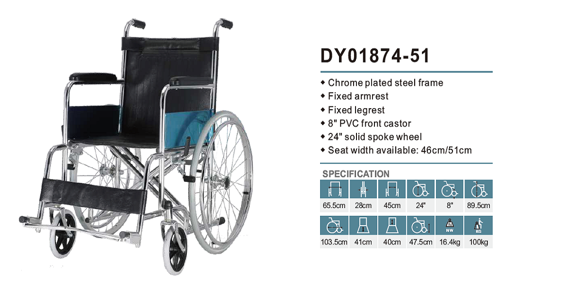 Wheelchair - 50 cm fixed hand and footrest