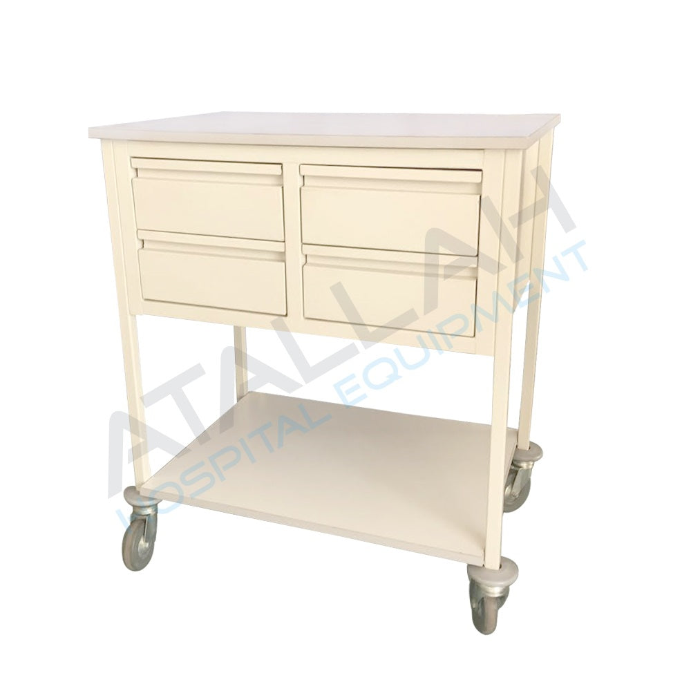 Dressing / Medication Trolley - 4 drawers / 2 rows / 1 shelf