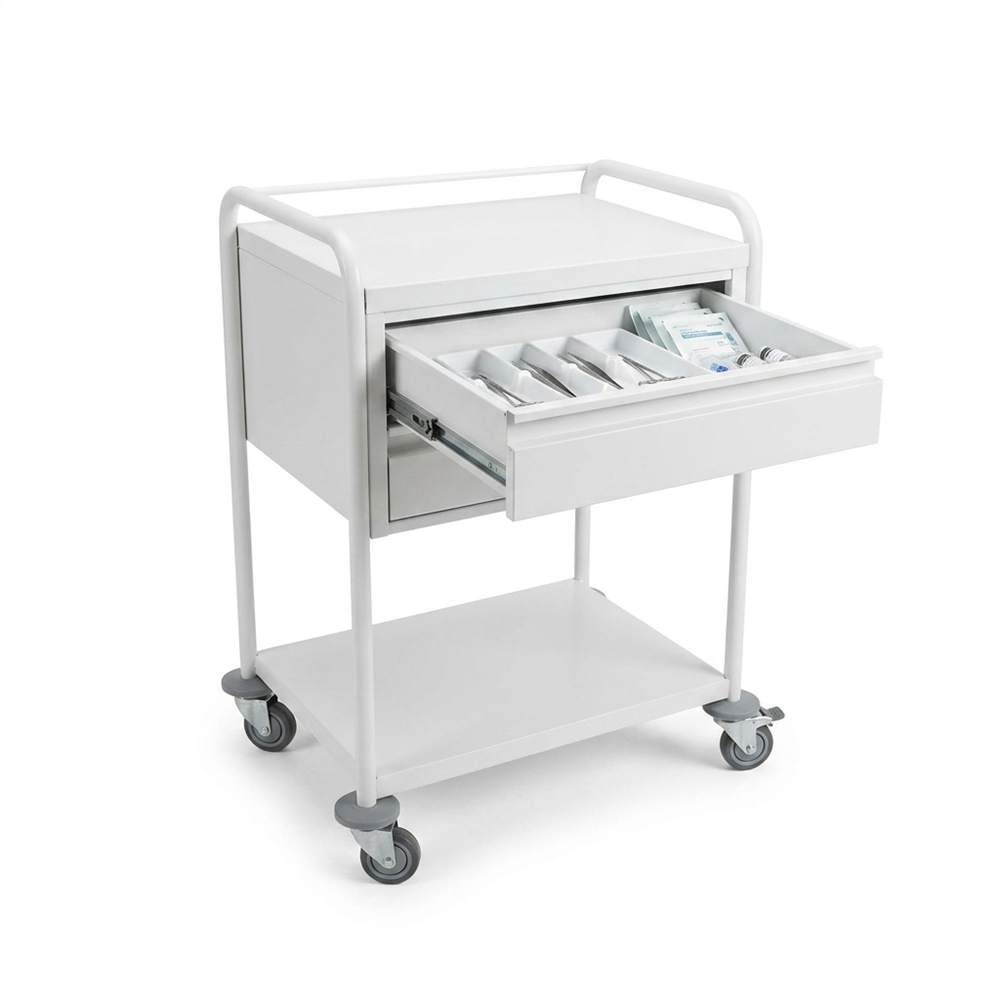 Dressing / Medication Trolley - 2 Drawers Powder Coated