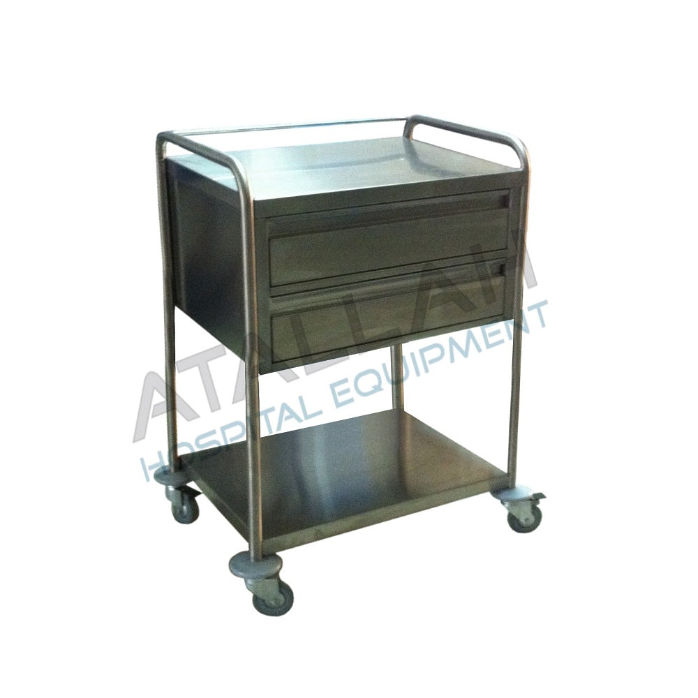 Dressing / Medication Trolley - 2 Drawers Stainless Steel