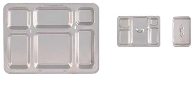 Meal Distribution Tray - Stainless Steel Rectangular Base 6 division