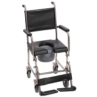 Commode Chair - Padded Seat Stainless Steel