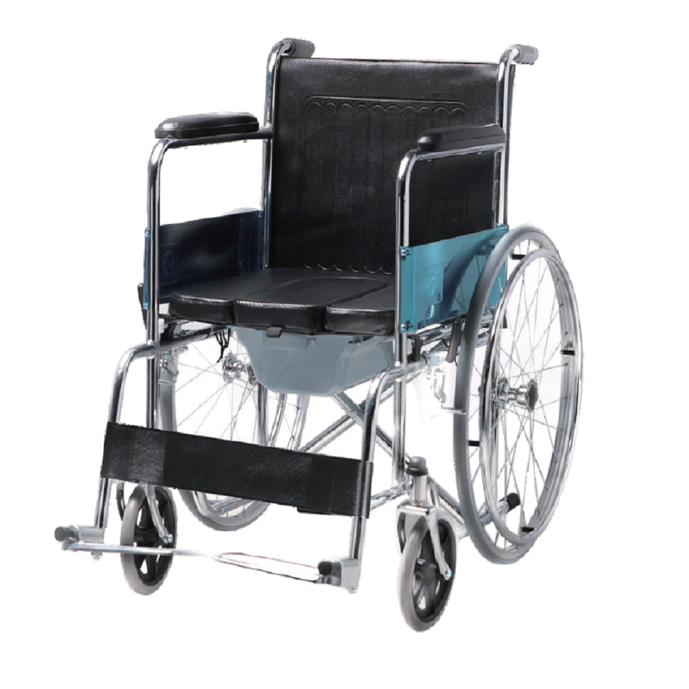 Commode Wheelchair - 45cm width Padded Seat