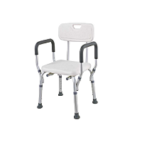 Shower Chair - Plastic Seat with Backrest and Armrest