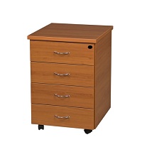 Mobile Pedestal - Wood 4 Drawers