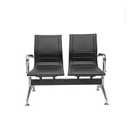 Waiting Area Bench - Chrome 2 seats / Full Leather