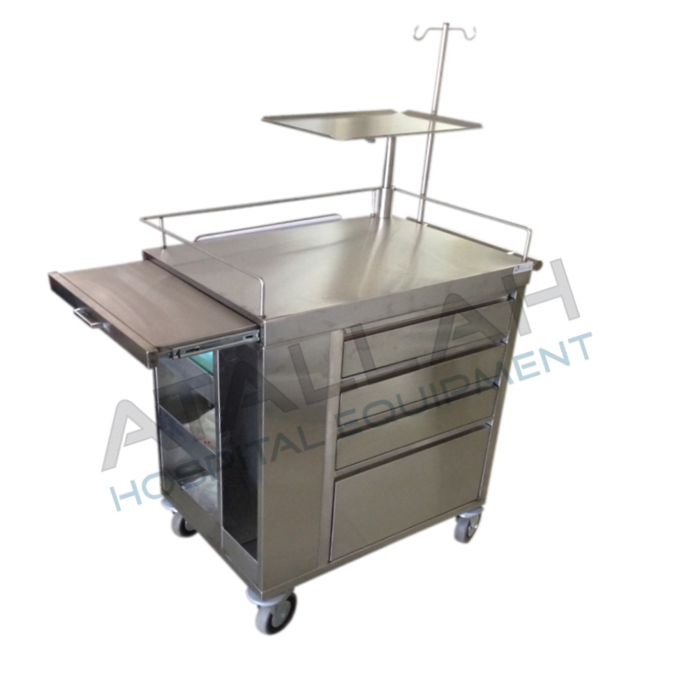 Emergency Trolley - 4 drawers stainless steel